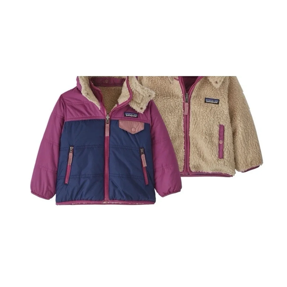 Girls Patagonia Reversible Tribbles Full Zip Jacket Kids 61160 Sz 5 5T Sherpa